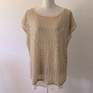 Stem & Vine women’s gold sequins column vintage short sleeve blouse plus size